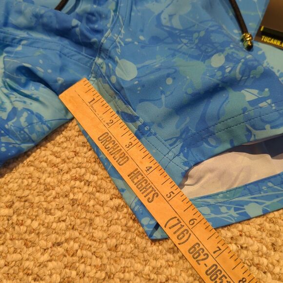 Tucann Swim Shorts Trunk Mens Small Blue Splatter Print Lined Beach Pool Summer - Picture 2 of 9